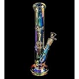 XYYF Dual Water Percolator Decorate Glass Bottles at Home, 11 Inch Pipe Glow in The Dark Hand-Made Glass Crafts - Easy to Grip and with Ice Shelf for Gift