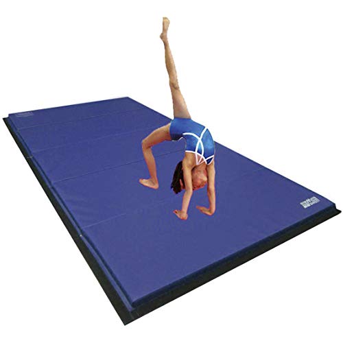 gymmatsdirect 5'x10'x2 Super Large Gymnastics Exercise Tumbling Mat, 5 Panels Folding Gym mats, Blue