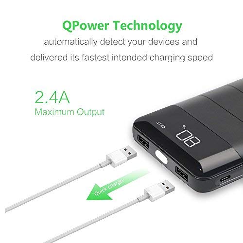 Power Bank X-DRAGON Compact 20100 Chargeur de batterie externe Technologie Digi-Power et LED lumineuse pour 7 6 6S Plus 5S, iPad, Samsung Galaxy, Smart Cell Phones and Tablets