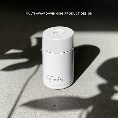 frank green Ceramic Reusable Cup with Push Button Lid, 12oz Capacity