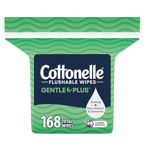 Cottonelle GentlePlus Flushable Wet Wipes with Aloe & Vitamin E, Adult Wet Wipes, 1 Refill Pack, 168 Total Wipes