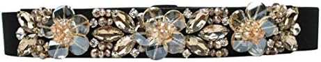 shengweiao Women's Crystal Rhinestone Elastic Skinny Waist Belt