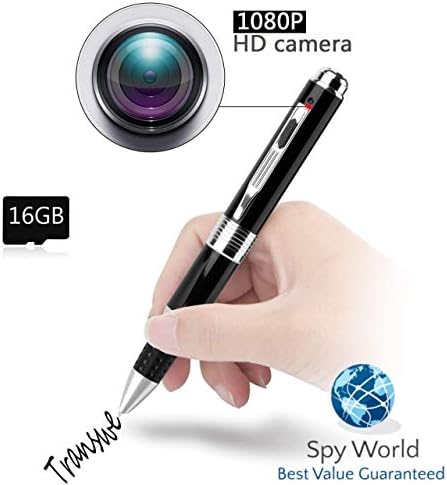 Spy World iSmart Silver FHD Pen Surveillance Hidden Camera - 1080P Full HD Hidden Pen Recorder Surveillance Loop Recording//Plug Play to PC & Mac/16GB Micro SD Card