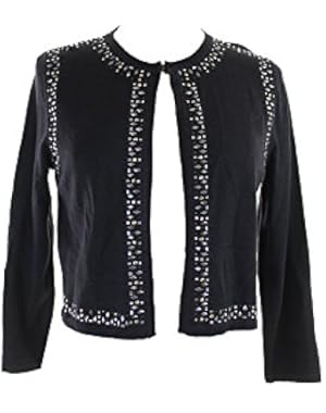 Studded Front Cropped Bolero Cardigan, Black, Small