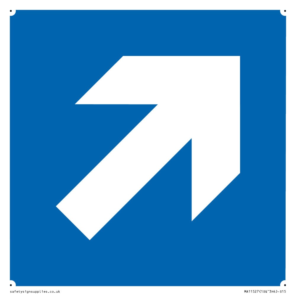 Custom Mandatory: Up right arrow Sign - 150x150mm - S15