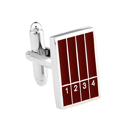 1234 Track And Field Sports Stadium Track Racing Starting Line Of Dark Red Paint Cufflinks