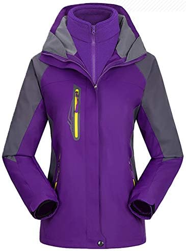 AmxiwayWomen's Mountain Waterproof Windproof Fleece 3 in 1 Jacket Ski Hooded Rain Coat