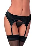 Escante Women's Satin Garter Belt, Black, Medium