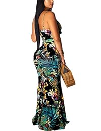 Vestidos maxi florales con cuello en V de verano para mujer Correa de espagueti sexy Playa Boho Tropical Sundres