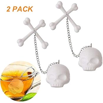 Leaf Tea Infuser, Silicone Tea Strainer, Coolrunner 2 Pcs Tea Bones Skull Tea Filter Diffuser for Loose Leaf Leaves, Mugs and Teapots