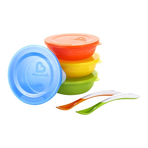 Munchkin® Love-a-Bowls™ 10 Piece Baby Feeding Set, Includes Bowls with Lids and Spoons, Multicolor