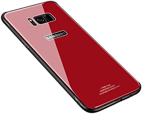 Ldea Galaxy S8 Plus Case, Silicone Shockproof Tempered Glass Back Cover Shell (Red)