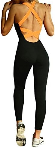Nergivep Sexy Backless Sleeveless Elastic Bandage Sport Bodysuit Yoga Jumpsuit