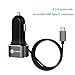 iClever BoostDrive 27W 5.4A Dual USB Car Charger (2.4A + 3A) with SmartID Technology and Build-in Type-C Cable, Gray