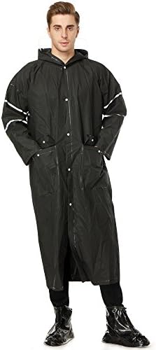 Lightweight Long Raincoat, Durable Environmental Protection Easy Carry Poncho Wind Hooded Hat Jacket (Black)