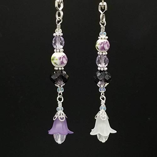 Ceiling Fan and Light Pull Chain Set Purple Floral