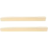 Musiclily Pro Compensated Acoustic Guitar Bone Saddle Ivory Color, 2 Pcs | 73.66x2.62x10.16mm, for 6 String Martin Style,
