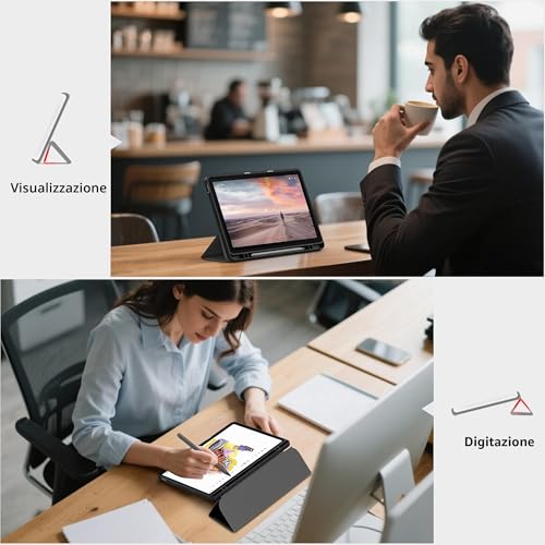 EasyAcc Custodia Cover Compatibile con Lenovo Idea Tab 11 Pollici Tablet 2025 con portapenne TB-336ZU TB-336FU, Ultra Sottile con Funzione Stand Slim PU Pelle Protettiva (Nero)