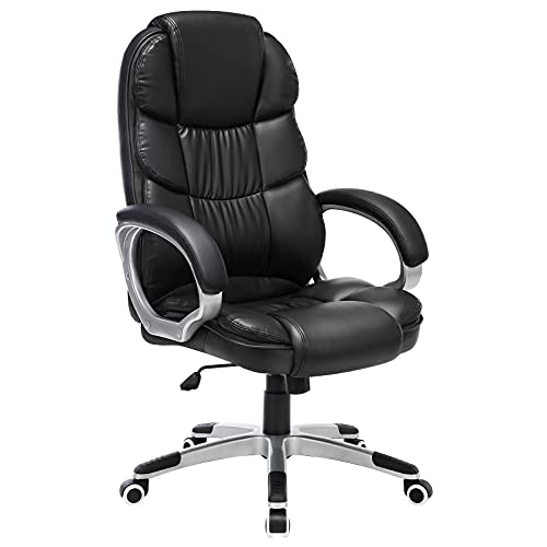 Songmics Office Chair Swivel Office Chair, Max. Load Capacity 150 Kg, Black Obg24B