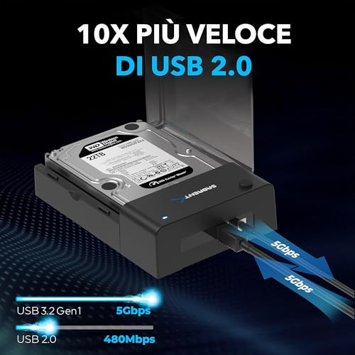 SABRENT External Hard Drive SSD Docking Station 2.5 or 3.5 Inch USB 3.2 Gen 1 to SATA [Supports UASP] (EC-DFLT)