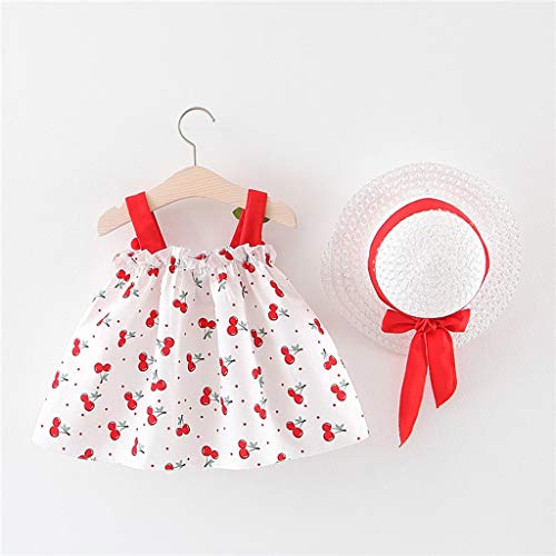 Kids Toddler Baby Girls Summer Dress Outfits Ruffle Strap Floral Print Skirt Sunsuit Beachwear Clothes 12M-3Y Red
