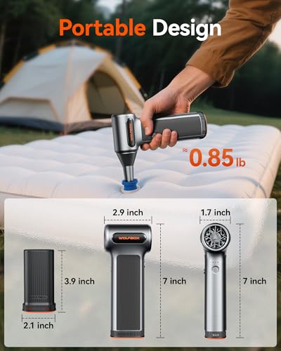 WOLFBOX MF200 Electric Air Duster with Removable Battery & 4 Nozzles, Cordless 3-Speed Adjustable Mini Blower for Computer Keyboard, Car Cleaning, Home, and Outdoor Use