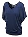 Lock and Love LL WT1038 Womens V Neck Short Sleeve Dolman Top XXL Navy
