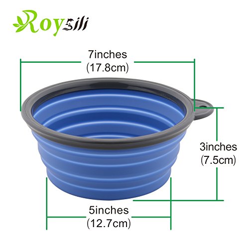 Roysili Extra Large Silicone Collapsible Dog Bowl Water Bowl (7'' Dia