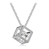bestpriceam Women Chain Crystal Rhinestone Square Pendant Alloy Necklace Jewelry (Silver)