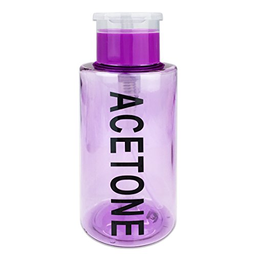 PANA Brand 10oz. (Quantity: 1 Pieces) Acetone Labeled Liquid Push Down Pump Dispenser Bottle with Flip Top Cap (PURPLE)