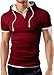 Grin&Bear Men's Hooded Poloshirt, Burgundy, M, GB105