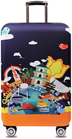 Elastic Dustproof Travel Luggage Suitcase Protective Cover Trolley Luggage Baggage Protector Case for 18"-32" Inch Luggage (Building, S (18-21 inch Luggage))