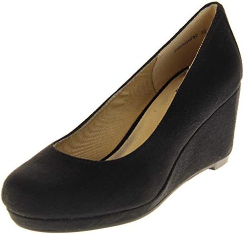 Betsy Womens Synthetic Suede Leather Hidden Wedge Court Shoes