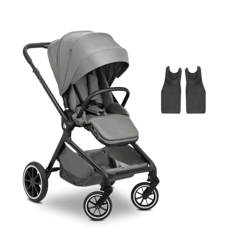 hauck Move N Care, Dark Grey Childrens Buggy from Birth to 22 kg, Reversible Seat with Reclining Function, XL Hood with UPF 50+, Suspension & Rubber Wheels, Height-Adjustable Slider, Includes Adapter