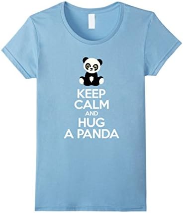 Women's Keep Calm And Hug A Panda T-Shirt Large Baby Blue