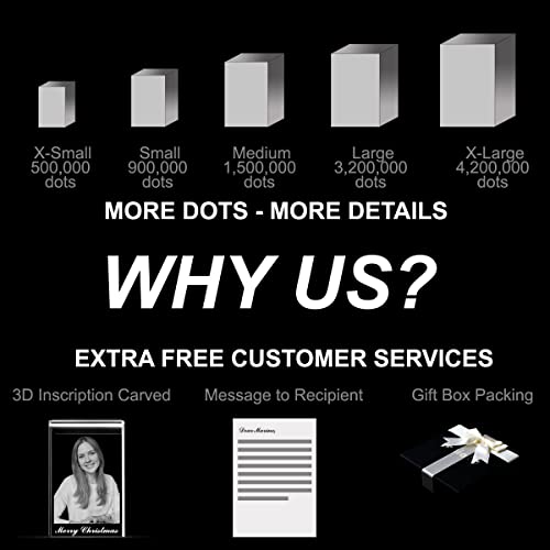 Roniatic 3D Crystal Photo Personalized Laser Etched Picture in Glass Rectangle Crystal Memorable Gift for Christmas Birthday Wedding Mother\'s Day Valentine\'s Day (With Black Light Base, X-Small(Portrait))