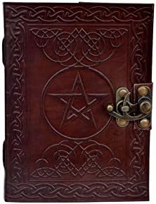 Pentagram Pentacle Handmade Book Of Shadows embossed leather bound journal Diary