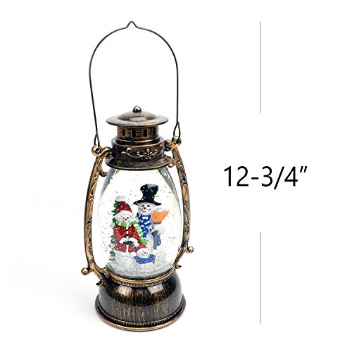 Evelyne GMT-10314 Snowman Family Christmas Snow Globe, LED Lighted Lantern, Battery Operated Swirling Glitter Water for Holiday Season Home Decor - Thumbnail 2