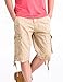 WenVen Men's Summer Cotton Twill Cargo Shorts, Light Khaki, 38