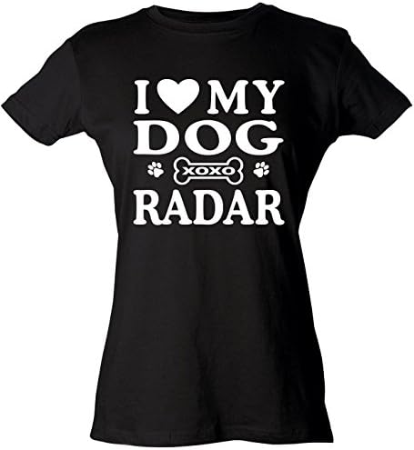 Womans Womens Funny T-Shirt I LOVE (HEART) MY DOG RADAR 2X