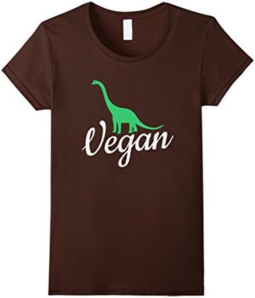 Women's Vegan T-Shirt. Dinosaur Vegan Tee Large Brown
