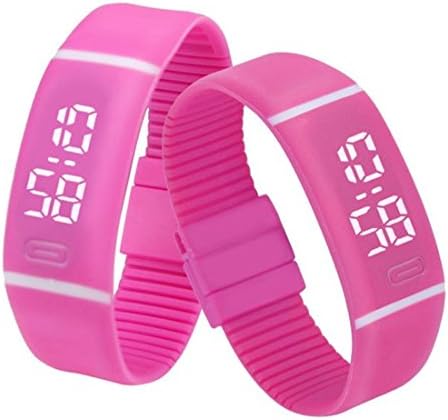 Toponly watches Women Watches,Toponly Mens Womens Sports Digital Rubber LED Date Silicone Watch (Fashion Hot Pink)