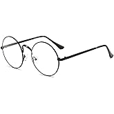 Dollger Retro Round Glasses Blue Light Glasses Clear Lens Non-Prescription for Men Women Metal Frame