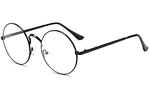 Dollger Retro Round Glasses Blue Light Glasses Clear Lens Non-Prescription for Men Women Metal Frame