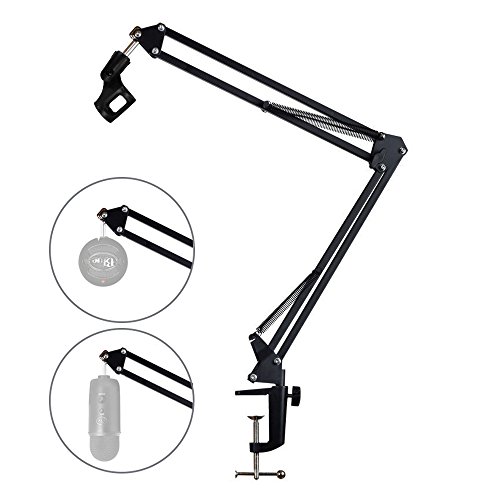 Microphone Stand, MAONO B01 Microphone Suspension Boom Scissor Arm Stand for Youtube/Facebook Video Recording, Live Broadcasting, Studio(with 5/8â€ Screw for Blue Yeti/Snowball)