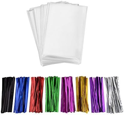 200 Pcs 7.5 in x 4 in Clear Flat Cello Cellophane Treat Bags(1.4mil) Good for Bakery, Cookies, Candies ,Dessert.