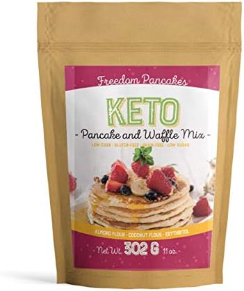 Keto Pancake and Waffle Mix - Freedom Pancakes. Just Add Water. Low-Carb, High Protein, Gluten-Free, Grain-Free, Keto-Diet Friendly. Made with Almond Flour, Coconut Flour. 1-Year Guarantee (302g)