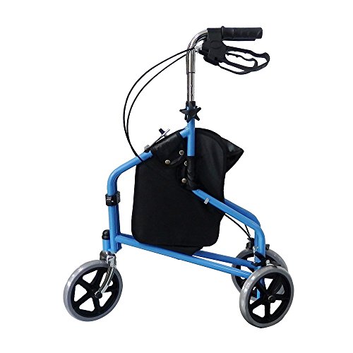 3 Wheel Rollator Walker with Ergonomic Hand Grips, Locking Brakes, Adjustable Handle Height, Lightweight Aluminum Frame - Blue - by Bodyhealt
