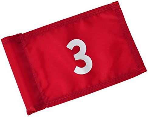 Backyard Putting Green Numbered Golf Flag - Numbered Golf Flag - Red and White 1, 2, 3, 4 (Red with White Numbers, # 3)