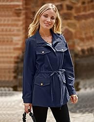 MEROKEETY Womens 2022 Fall Safari Utility Zip Up
